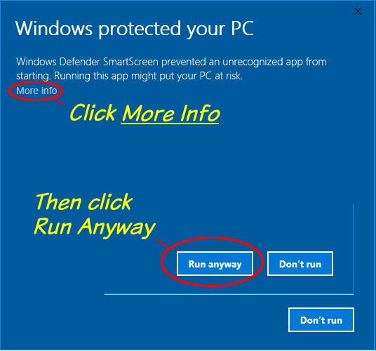 Windows warning about running an executable file